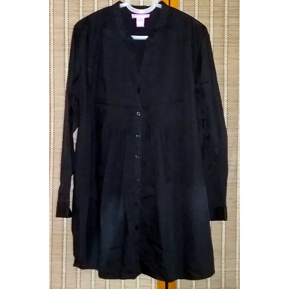 3X Woman Within Black Button Front Tunic
